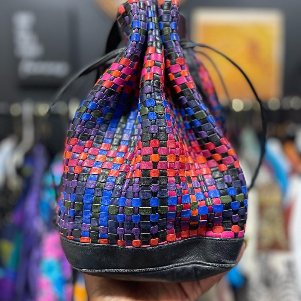 Vintage Sharif Woven Genuine Leather Bag